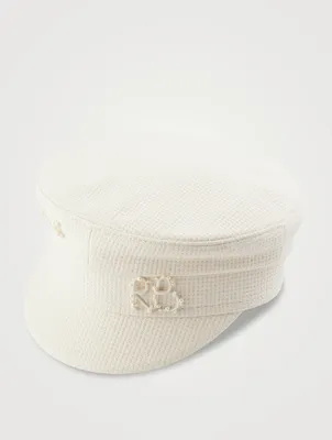Baker Boy Cap With Faux Pearls