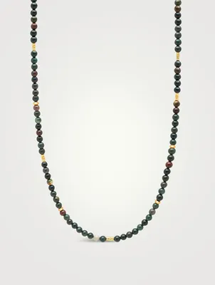 Jasper Beaded Necklace With 18K Goldplated Beads