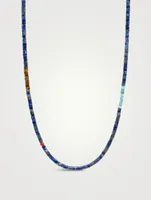 Blue Lapis, Tiger Eye And Turquoise Heishi Beaded Necklace