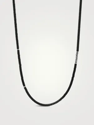 Matte Onyx And Faceted Hematite Heishi Beaded Necklace