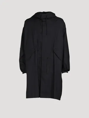 Cotton Long Jacket With Hood