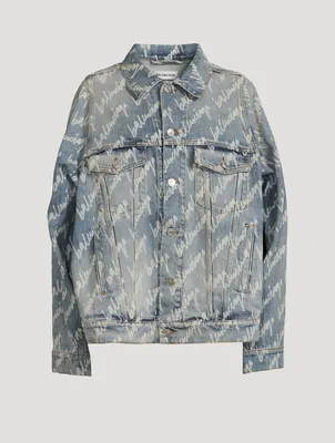 Bell-Sleeve Denim Jacket Logo Print