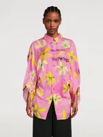 Wing-Sleeve Shirt Daisies Print