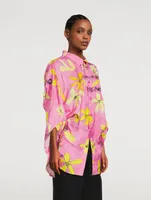 Wing-Sleeve Shirt Daisies Print