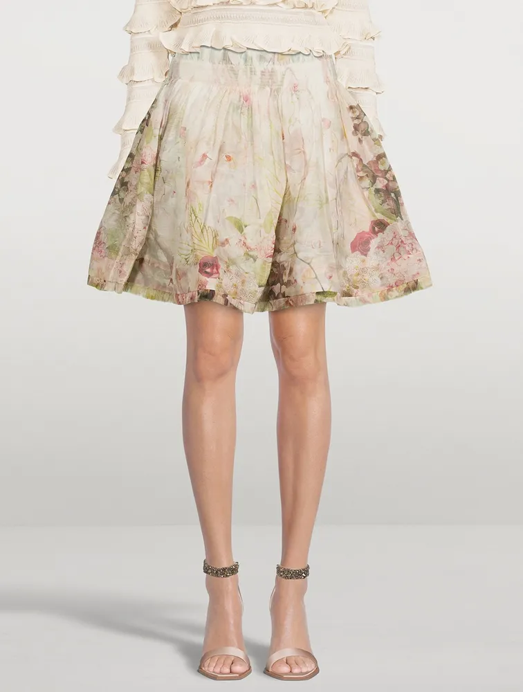 Dancer Organza Mini Skirt Floral Print