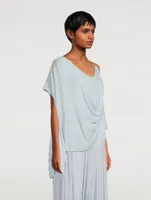 Chain-Embellished Draped Top