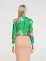 Silk Chiffon Shirt Carnation Print