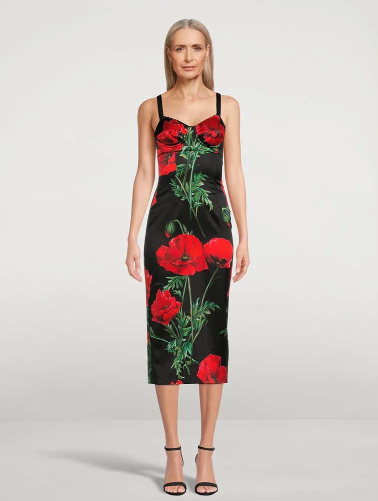 Bustier Midi Dress Poppy Print