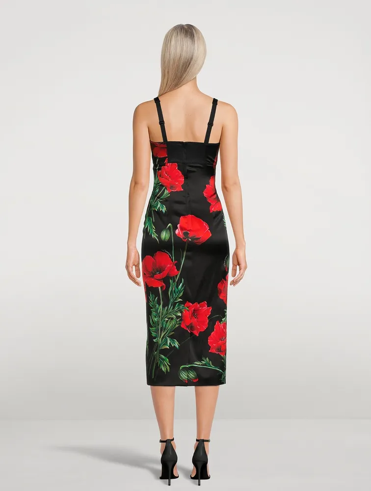 Bustier Midi Dress Poppy Print