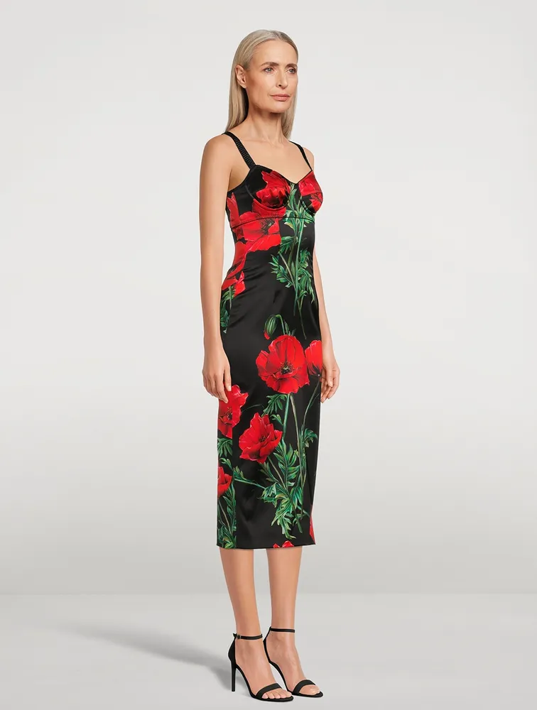 Bustier Midi Dress Poppy Print