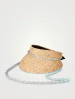 Patty Raffia Visor Hat With Plexi Chain