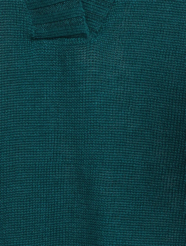 Linen Deep V-Neck Sweater Vest