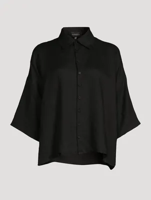 Linen Wide A-Line Short-Sleeve Shirt