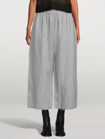 Japanese Cropped Wide-Leg Linen Trousers
