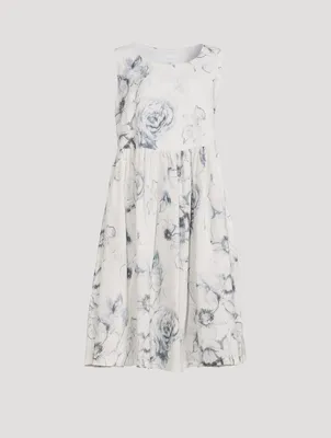 Sleeveless Linen Dress Floral Print