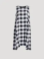 Gingham Linen Sleeveless Midi Dress