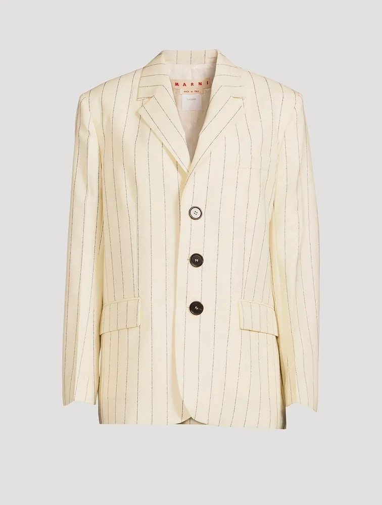 Wool Blazer Pinstripe Print