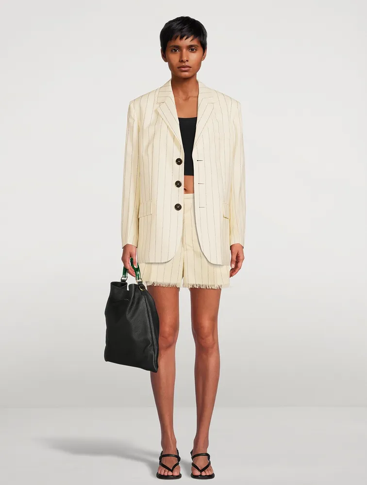 Wool Blazer Pinstripe Print