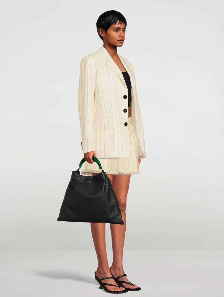 Wool Blazer Pinstripe Print