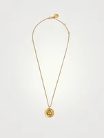 24K Gold Plated Talisman Mini Cancer Medallion Necklace With Turquoise