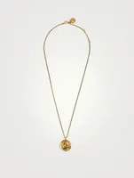 24K Gold Plated Talisman Mini Leo Medallion Necklace With Turquoise