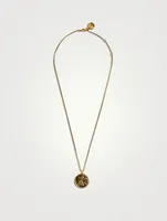 24K Gold Plated Talisman Mini Virgo Medallion Necklace With Turquoise