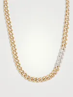 14K Gold Curb Chain Necklace With Diamonds