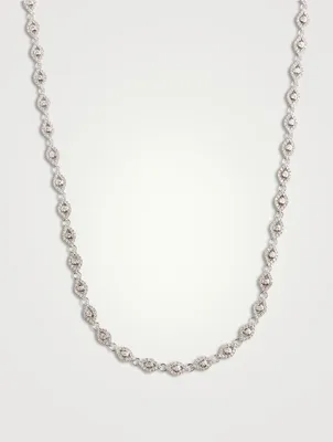 14K White Gold Evil Eye Necklace With Diamonds