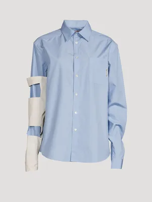 Asymmetric-Sleeve Cotton Shirt