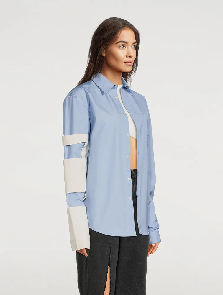 Asymmetric-Sleeve Cotton Shirt