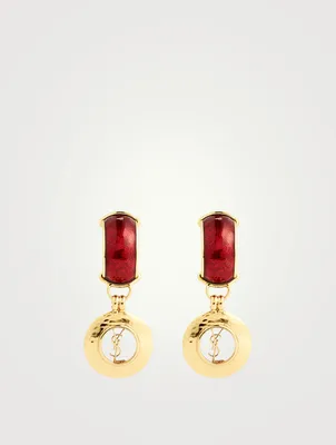 YSL Monogram Circle Drop Earrings