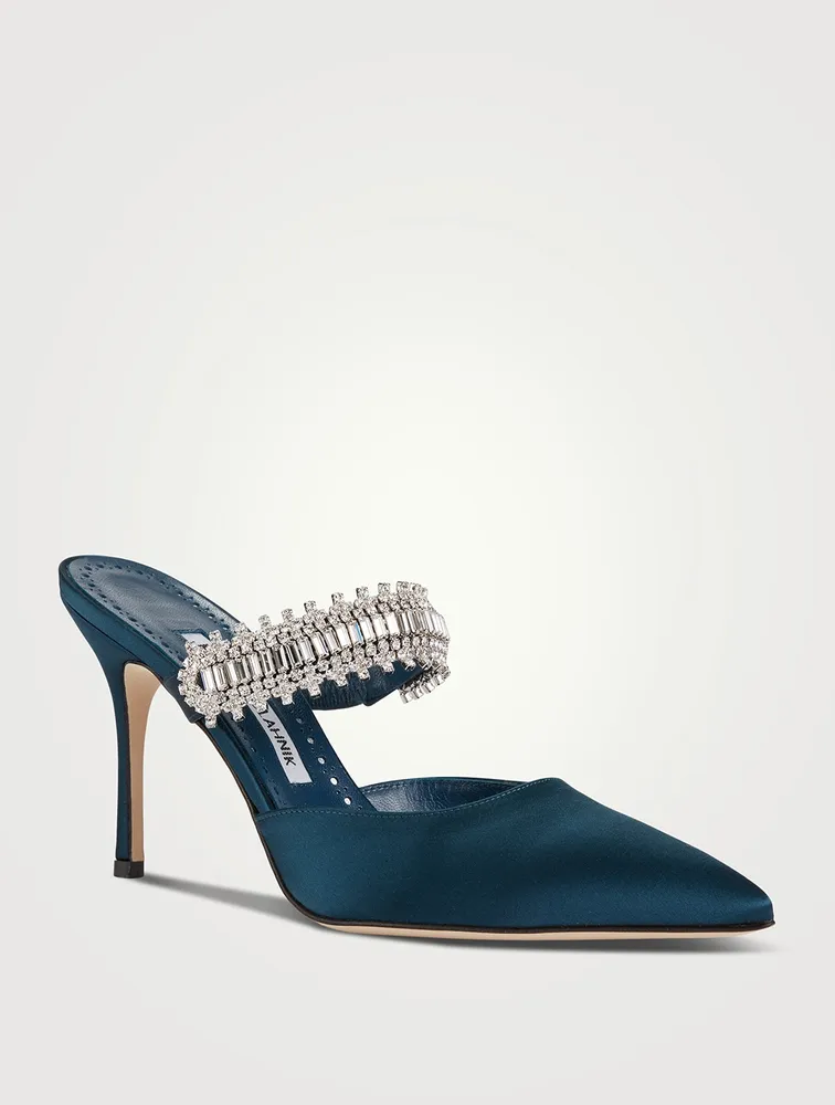 Lutara 90 Satin Mules With Crystal Strap
