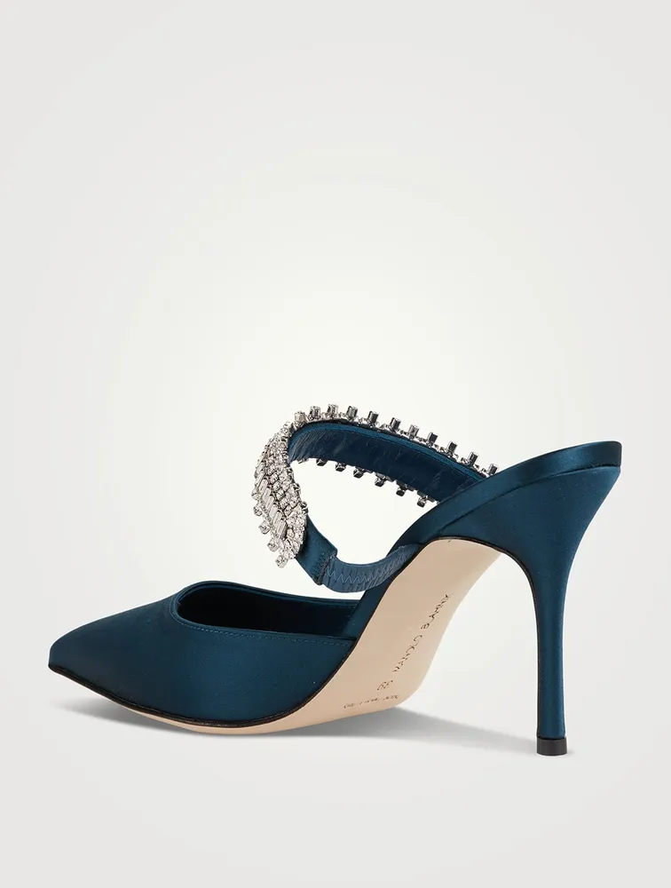Lutara 90 Satin Mules With Crystal Strap