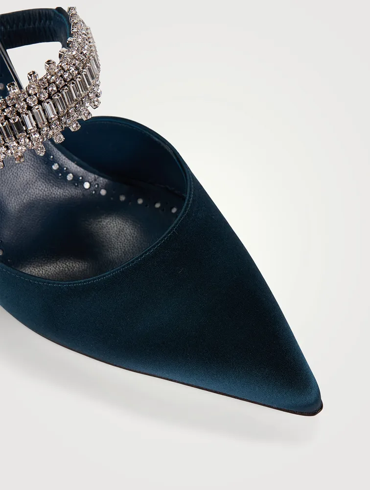 Lutara 90 Satin Mules With Crystal Strap