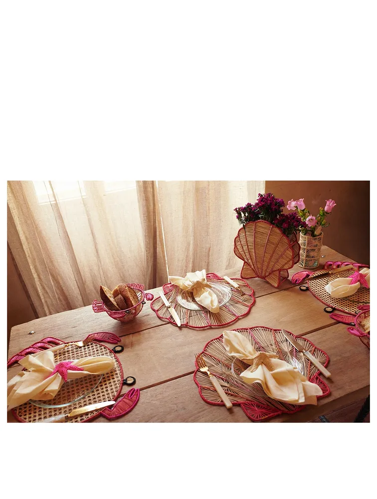 Set Of Two Ocean Shell Raffia Placemats