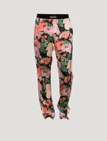 Silk Stretch Pajama Pants Floral Print