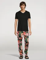 Silk Stretch Pajama Pants Floral Print