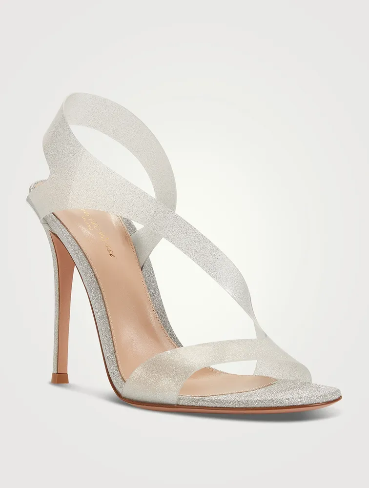 Metropolis 105 Glitter Plexi Slingback Sandals