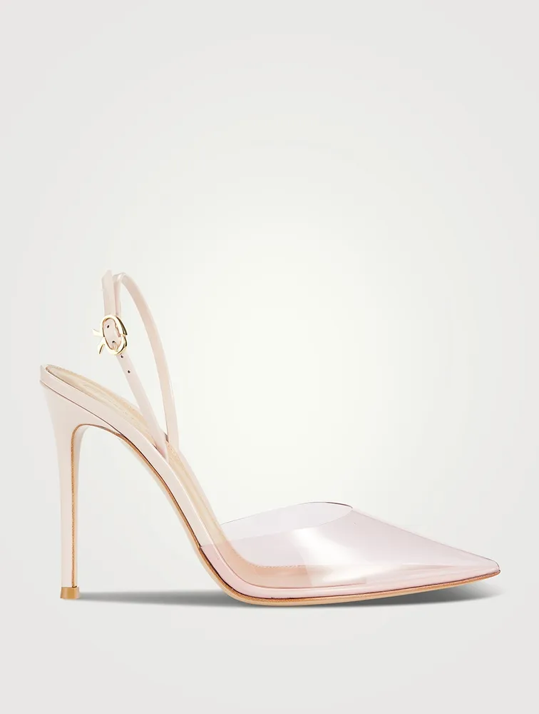 Ribbon d'Orsay Plexi And Leather Slingback Pumps