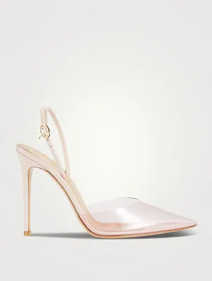 Ribbon d'Orsay Plexi And Leather Slingback Pumps