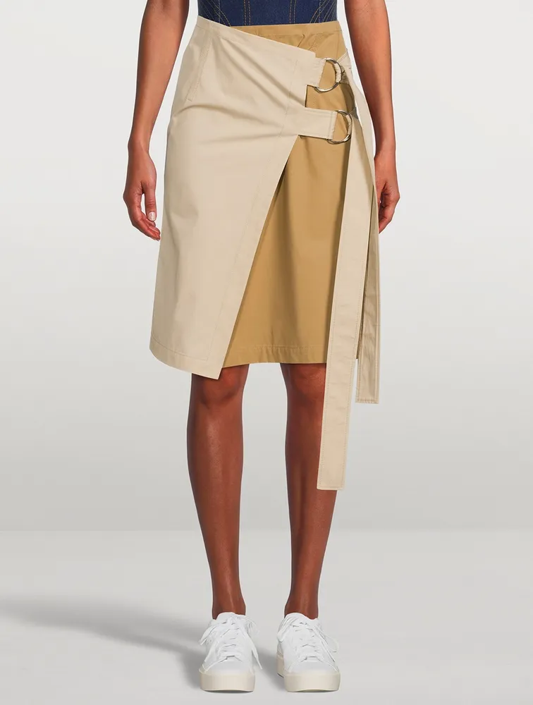 Asymmetric Midi Wrap Skirt