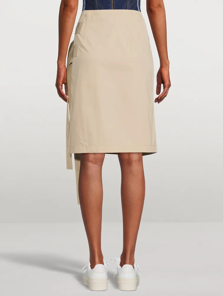 Asymmetric Midi Wrap Skirt