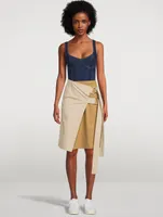 Asymmetric Midi Wrap Skirt