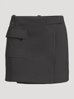 Heavy Crepe Mini Wrap Skirt