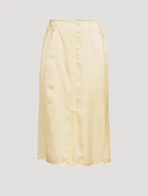 Light Satin Button-Up Slip Skirt