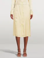 Light Satin Button-Up Slip Skirt