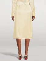 Light Satin Button-Up Slip Skirt