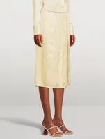 Light Satin Button-Up Slip Skirt