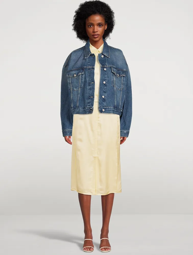 Light Satin Button-Up Slip Skirt