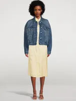 Light Satin Button-Up Slip Skirt